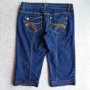 NWOT:  VINTAGE HARLEM Stretch Navy Denim Embellished "Short Pants"
